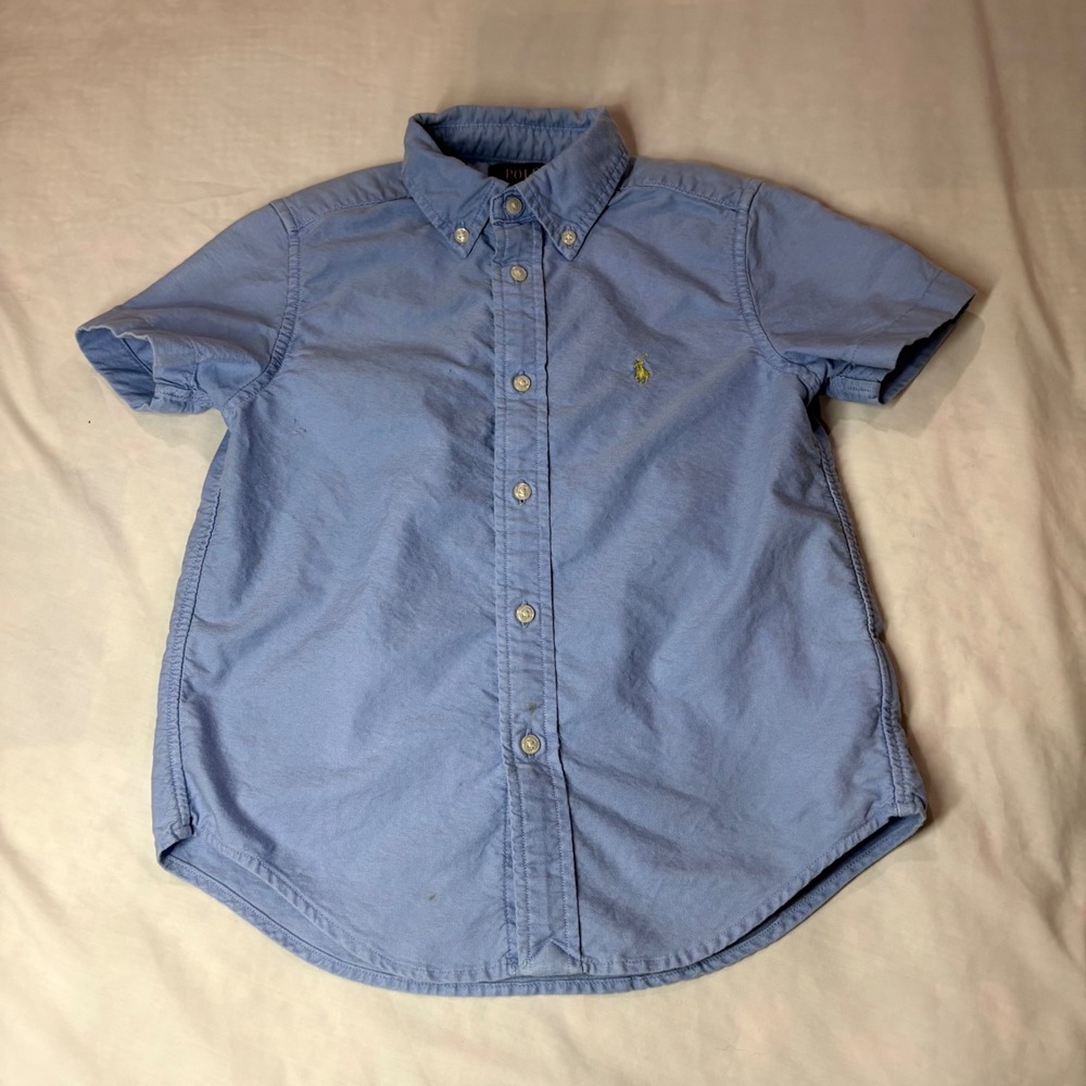 Polo Ralph Lauren Kids Blue Short Sleeve Oxford Button Down Shirt Size 6